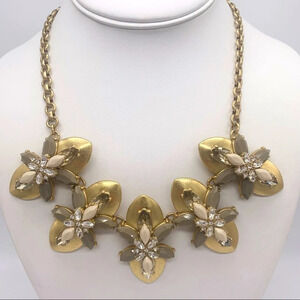 J. Crew Taupe Beige Faceted Cluster Gold Necklace